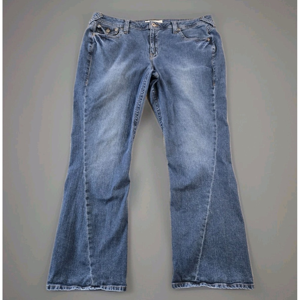 MIXIT Women's Denim Jeans Mid Rise‎ Bootcut Palermo Wash Offset Seam  20 Tall